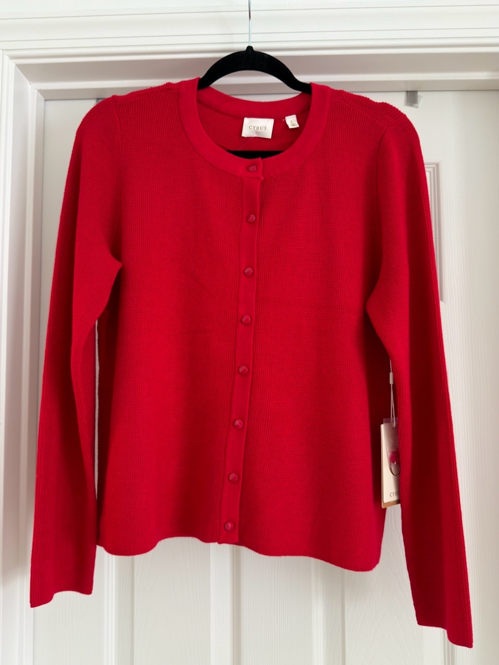 Cyrus Red Button-Front Knit Cardigan